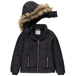 Parka matelassée doublée sherpa + capuche amovible fille