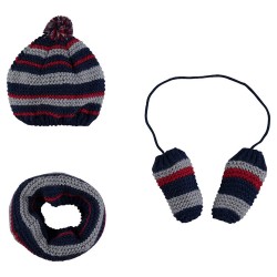 Bonnet, snood et moufles bébé garçon