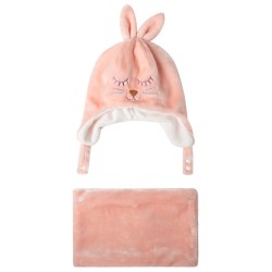 Ensemble bonnet et snood doublés polaire bébé fille