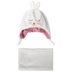 Ensemble bonnet et snood doublés polaire bébé fille