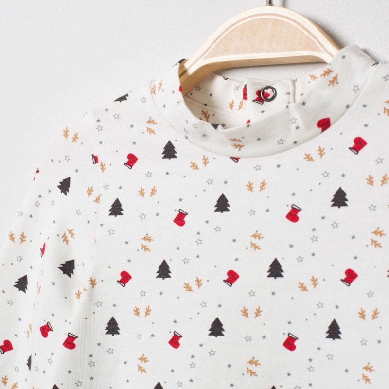 Sous-pull col cheminée en coton print esprit Noël