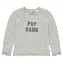 Pull en tricot uni avec message en sequins fille