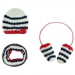 Ensemble bonnet, moufles et snood bébé fille