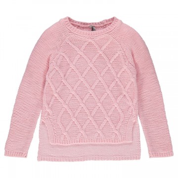 Pull en tricot avec jeu de mailles fille