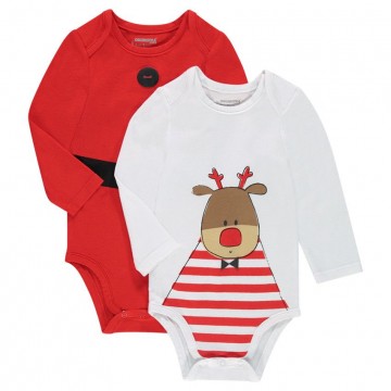 Lot de 2 bodies esprit Noël bébé garçon