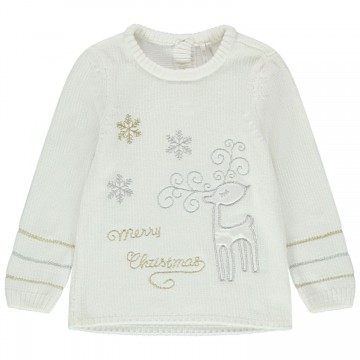 Pull en maille à motif esprit Noël bébé fille