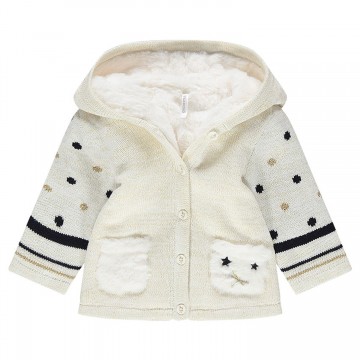 Veste à capuche en tricot doublé sherpa bébé fille