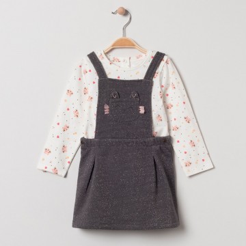 Ensemble avec tee-shirt et robe à bretelles bébé fille