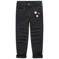 Jeans slim doublé jersey "Smiley" fille