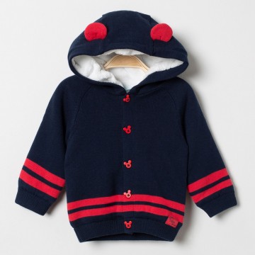 Veste en tricot à capuche doublée sherpa "Mickey" garçon