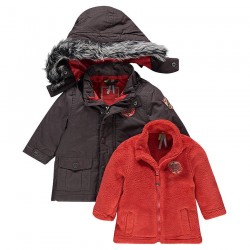 Parka à capuche amovible avec gilet en sherpa bébé garçon