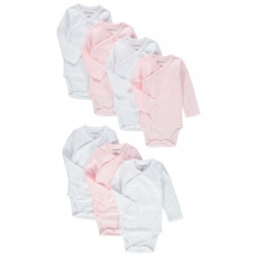 Lot de 7 bodies manches longues en coton bébé fille