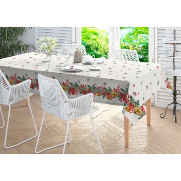 Nappe imprimé baies de Noël carré 140x140 cm