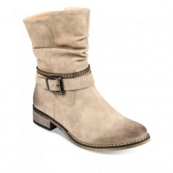 Boots plissées en nubuck femme