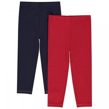 Lot de 2 leggings unis en coton bébé fille