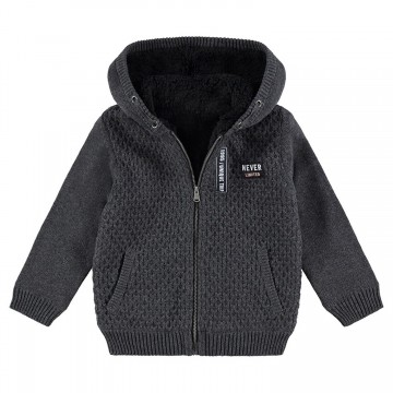 Veste à capuche en tricot doublée sherpa bébé garçon