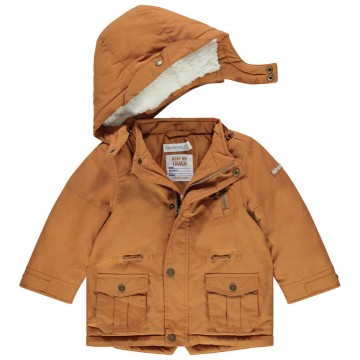 Parka en toile doublée sherpa à capuche amovible bébé garçon