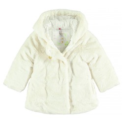 Manteau à capuche en fausse fourrure bébé fille