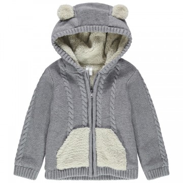 Gilet en tricot à capuche doublé sherpa bébé garçon