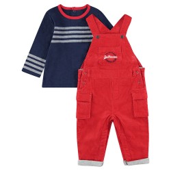 Ensemble avec salopette en velours et tee-shirt bébé garçon