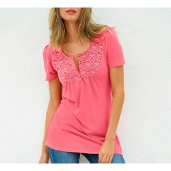 Tee-shirt macramé manches courtes