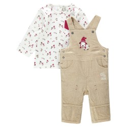 Ensemble tee-shirt et salopette en velours bébé garçon