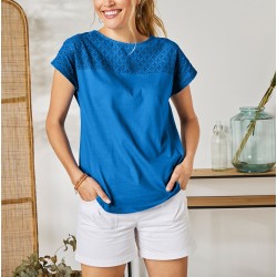 Tee-shirt broderie anglaise manches courtes