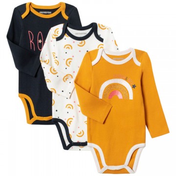 Lot de 3 bodies manches longues bébé fille