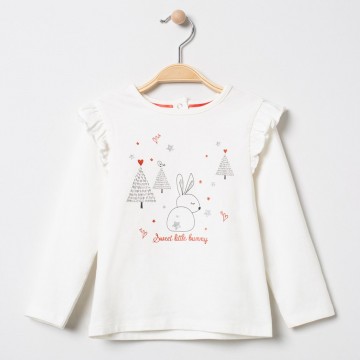 Tee-shirt manches longues esprit Noël bébé fille