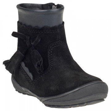 Bottines noires en cuir suédé bébé fille