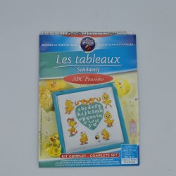 Kit complet broderie point de croix ABC Poussins "De fil en image"