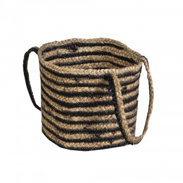 Panier de rangement en jute rayé petit modèle