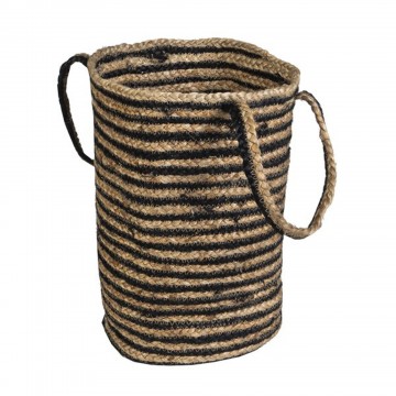 Panier de rangement en jute rayé grand modèle