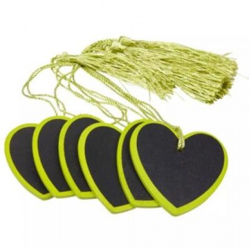 Porte nom ardoise coeur vert anis x6