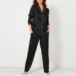 Pyjama col tailleur, satin uni