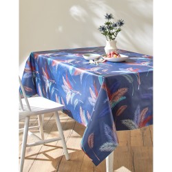 Nappe toile cirée fleurs pampa rectangulaire 140x160 cm