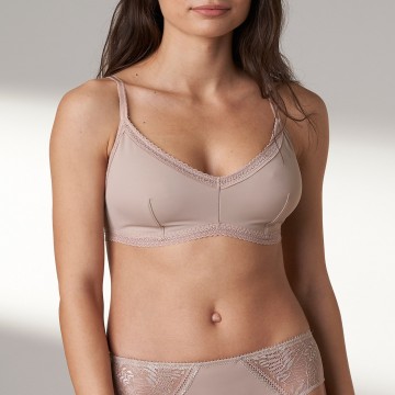 Soutien-gorge triangle microfibre et dentelle - sans armatures