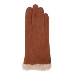 Gants cuir chèvre velours doublés fausse fourrure