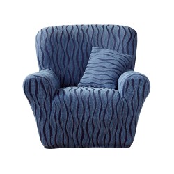 Housse de fauteuil jacquard extensible imprimé "vagues"