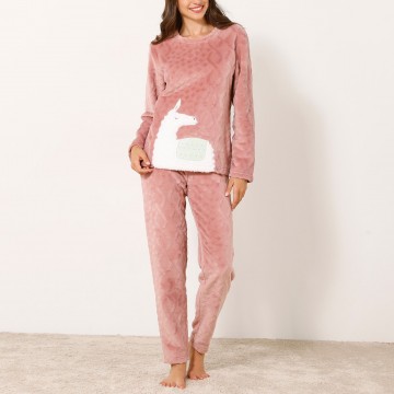 Pyjama pantalon maille polaire, toucher peluche