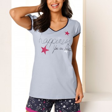 Tee-shirt manches courtes « happiness » - jersey coton