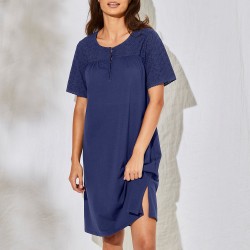 Chemise de nuit courte coton et broderie anglaise