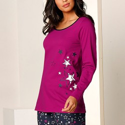 Tee-shirt de nuit manches longues - jersey coton