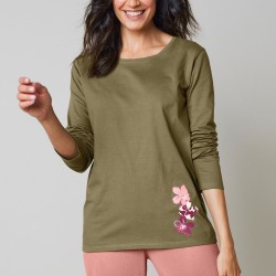 T-shirt pyjama manches longues imprimé fleuri