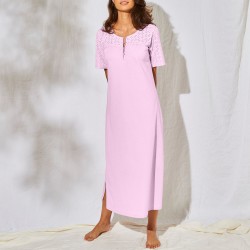 Chemise de nuit longue coton et broderie anglaise