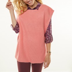 Pull tunique sans manches, maille anglaise