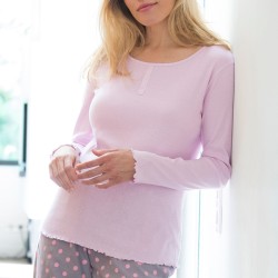 Tee-shirt pyjama manches longues coton