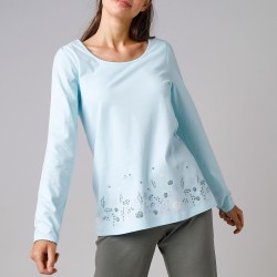 Tee-shirt de pyjama manches longues imprimé base fleurs