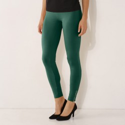 Legging bas de jambe zippé, taille élastiquée