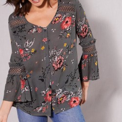 Blouse imprimée détails macramé